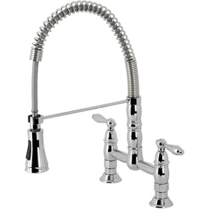 image:imageGourmetier GS1275AL Heritage TwoHandle DeckMount PullDown Sprayer Kitchen Faucet Oil Rubbed BronzePolished Chrome