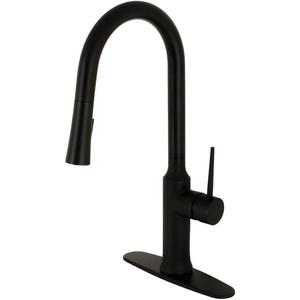 image:imageGourmetier LS2721NYL SingleHandle PullDown Kitchen Faucet Polished ChromeMatte Black
