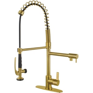 image:imageGourmetier LS8500CTL Continental SingleHandle PreRinse Kitchen Faucet Matte BlackBrushed Brass