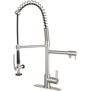 image:imageGourmetier LS8500CTL Continental SingleHandle PreRinse Kitchen Faucet Matte BlackBrushed Nickel
