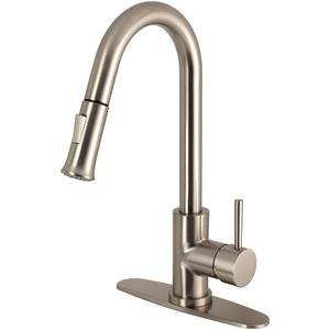 image:imageGourmetier LS8620DL Concord SingleHandle PullDown Kitchen Faucet Matte BlackBrushed Nickel