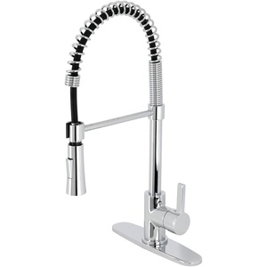 image:imageGourmetier LS8670CTL Continental SingleHandle PreRinse Kitchen Faucet Matte BlackPolished Chrome