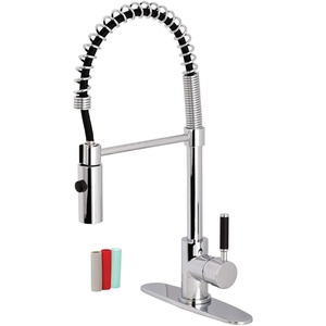 image:imageGourmetier LS8777DKL Kaiser SingleHandle PreRinse Kitchen Faucet Matte BlackPolished ChromePolished Chrome