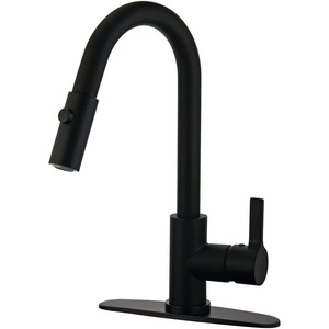 image:imageGourmetier LS8783CTL Continental SingleHandle PullDown Kitchen Faucet Brushed BrassMatte Black