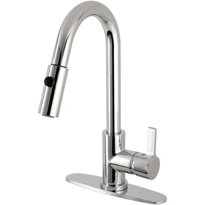 image:imageGourmetier LS8783CTL Continental SingleHandle PullDown Kitchen Faucet Brushed BrassPolished Chrome