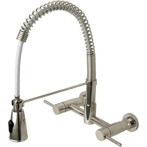 image:imageKingston Brass Gourmetier GS8287DL Concord 2Handle Wall Mount PullDown Kitchen Faucet Brushed BrassBrushed Nickel