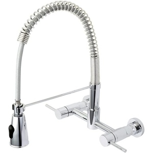 image:imageKingston Brass Gourmetier GS8287DL Concord 2Handle Wall Mount PullDown Kitchen Faucet Brushed BrassPolished Chrome