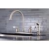 image:imageKingston Brass FB798DPLSP Paris 8Inch Center Set Gooseneck Kitchen Faucet with Plastic Sprayer Brushed NickelBrushed Nickel