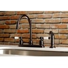 image:imageKingston Brass FB798DPLSP Paris 8Inch Center Set Gooseneck Kitchen Faucet with Plastic Sprayer Brushed NickelOil Rubbed Bronze