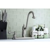 image:imageKingston Brass KB1111BLLS Heritage 8 Twin Lever Handle Kitchen Faucet Without Sprayer Polished ChromeBrushed Nickel