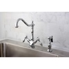 image:imageKingston Brass KS1231TALBS Mono Deck Mount Kitchen Faucet with Brass Sprayer Polished ChromePolished Chrome