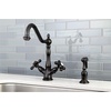 image:imageKingston Brass KS1235AXBS Heritage Deck Mount Kitchen Faucet With Brass Sprayer Oil Rubbed BronzeOil Rubbed Bronze