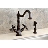 image:imageKingston Brass KS1235AXBS Heritage Deck Mount Kitchen Faucet With Brass Sprayer Oil Rubbed BronzeOil Rubbed Bronze