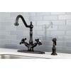 image:imageKingston Brass KS1235AXBS Heritage Deck Mount Kitchen Faucet With Brass Sprayer Oil Rubbed BronzeOil Rubbed Bronze
