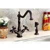 image:imageKingston Brass KS1235AXBS Heritage Deck Mount Kitchen Faucet With Brass Sprayer Oil Rubbed BronzeOil Rubbed Bronze