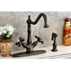 image:imageKingston Brass KS1235AXBS Heritage Deck Mount Kitchen Faucet With Brass Sprayer Oil Rubbed BronzeOil Rubbed Bronze