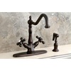 image:imageKingston Brass KS1235AXBS Heritage Deck Mount Kitchen Faucet With Brass Sprayer Oil Rubbed BronzeOil Rubbed Bronze