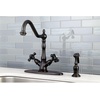 image:imageKingston Brass KS1235PKXBS 8inch Centerset Deck Mount Kitchen Faucet with Brass Sprayer Oil Rubbed BronzeBrushed Nickel