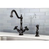 image:imageKingston Brass KS1235PKXBS 8inch Centerset Deck Mount Kitchen Faucet with Brass Sprayer Oil Rubbed BronzeBrushed Nickel