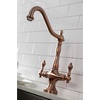 image:imageKingston Brass KS1777ALBS Heritage 2Handle Kitchen Faucet with Brass Sprayer Brushed BrassAntique Copper