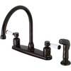 image:imageKingston Brass FB798DPLSP Paris 8Inch Center Set Gooseneck Kitchen Faucet with Plastic Sprayer Brushed NickelOil Rubbed Bronze