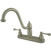 image:imageKingston Brass KB1111BLLS Heritage 8 Twin Lever Handle Kitchen Faucet Without Sprayer Polished ChromeBrushed Nickel