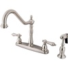 image:imageKingston Brass KB1751ALBS Heritage 8Inch Centerset Kitchen Faucet Polished ChromeBrushed Nickel