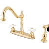 image:imageKingston Brass KB1758PXBS Heritage 8Inch Centerset Kitchen Faucet Brushed NickelPolished Brass