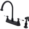 image:imageKingston Brass KB3751PLBS Restoration Deck Mount Kitchen Faucet with Brass Sprayer 812Inch Polished ChromeBronze