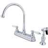 image:imageKingston Brass KB3751PLBS Restoration Deck Mount Kitchen Faucet with Brass Sprayer 812Inch Polished ChromePolished Chrome