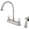 image:imageKingston Brass KB3752PXBS Restoration Deck Mount Kitchen Faucet with Brass Sprayer 812Inch Polished BrassBrushed Nickel
