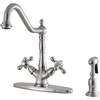 image:imageKingston Brass KS1235AXBS Heritage Deck Mount Kitchen Faucet With Brass Sprayer Oil Rubbed BronzeBrushed Nickel