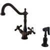 image:imageKingston Brass KS1235AXBS Heritage Deck Mount Kitchen Faucet With Brass Sprayer Oil Rubbed BronzeOil Rubbed Bronze
