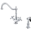 image:imageKingston Brass KS1235AXBS Heritage Deck Mount Kitchen Faucet With Brass Sprayer Oil Rubbed BronzePolished Chrome