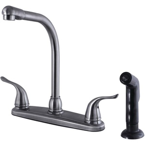image:imageKingston Brass FB2751YLSP Yosemite 8Inch Centerset Kitchen Faucet with Sprayer Polished ChromeBlack Stainless