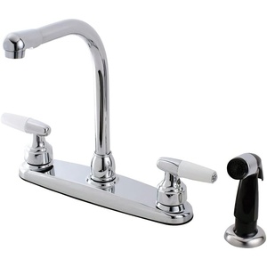 image:imageKingston Brass FB751 7Inch in Spout Reach Americana 8Inch Centerset Kitchen Faucet with White Sprayer Polished ChromePolished Chrome