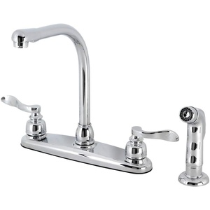 image:imageKingston Brass FB758NFLSP NuWave French 8Inch Centerset Kitchen Faucet with Sprayer Brushed NickelPolished Chrome