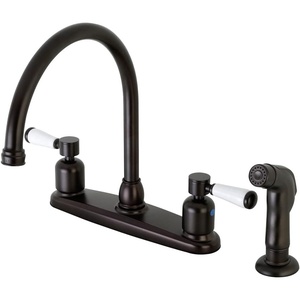 image:imageKingston Brass FB798DPLSP Paris 8Inch Center Set Gooseneck Kitchen Faucet with Plastic Sprayer Brushed NickelOil Rubbed Bronze