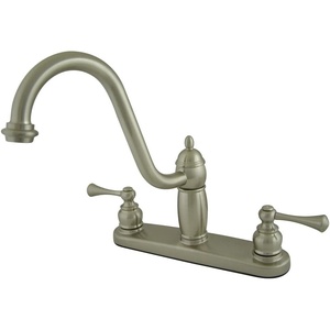 image:imageKingston Brass KB1111BLLS Heritage 8 Twin Lever Handle Kitchen Faucet Without Sprayer Polished ChromeBrushed Nickel