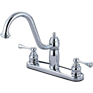 image:imageKingston Brass KB1111BLLS Heritage 8 Twin Lever Handle Kitchen Faucet Without Sprayer Polished ChromePolished Chrome