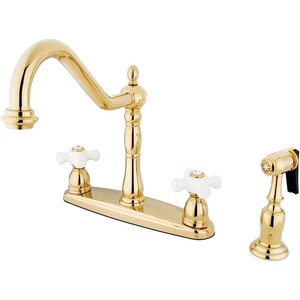 image:imageKingston Brass KB1758PXBS Heritage 8Inch Centerset Kitchen Faucet Brushed NickelPolished Brass