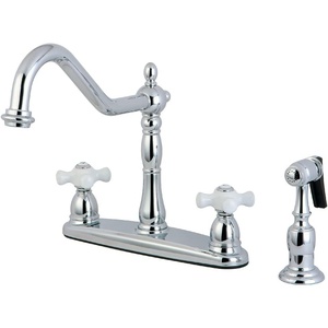 image:imageKingston Brass KB1758PXBS Heritage 8Inch Centerset Kitchen Faucet Brushed NickelPolished Chrome