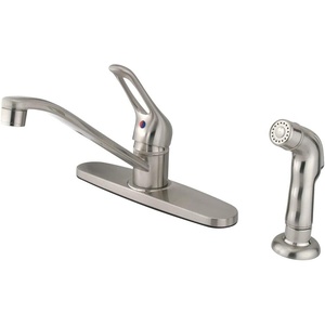 image:imageKingston Brass KB562SP Wyndham Single Loop Handle Kitchen Faucet with Side Sprayer 8Inch Polished ChromeBrushed Nickel
