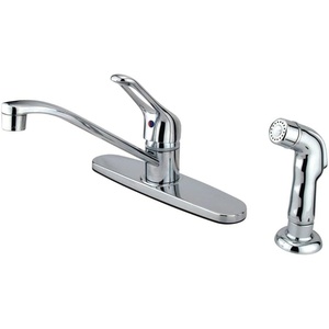 image:imageKingston Brass KB562SP Wyndham Single Loop Handle Kitchen Faucet with Side Sprayer 8Inch Polished ChromePolished Chrome