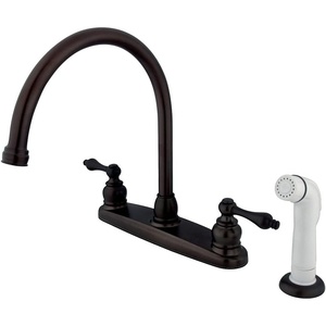 image:imageKingston Brass KB725AL Victorian Gooseneck Kitchen Faucet with Lever Handle and Sprayer 834Inch Oil Rubbed BronzeOil Rubbed Bronze