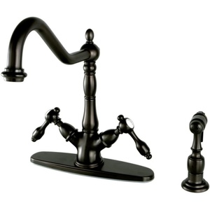 image:imageKingston Brass KS1231TALBS Mono Deck Mount Kitchen Faucet with Brass Sprayer Polished ChromeOil Rubbed Bronze