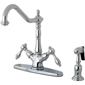 image:imageKingston Brass KS1231TALBS Mono Deck Mount Kitchen Faucet with Brass Sprayer Polished ChromePolished Chrome
