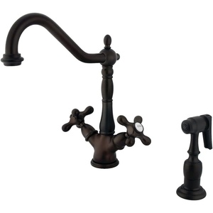 image:imageKingston Brass KS1235AXBS Heritage Deck Mount Kitchen Faucet With Brass Sprayer Oil Rubbed BronzeOil Rubbed Bronze