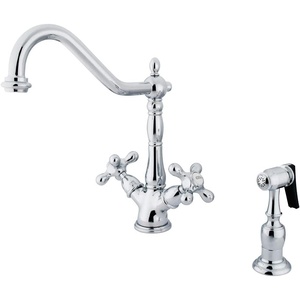 image:imageKingston Brass KS1235AXBS Heritage Deck Mount Kitchen Faucet With Brass Sprayer Oil Rubbed BronzePolished Chrome