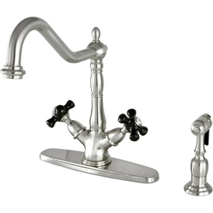 image:imageKingston Brass KS1235PKXBS 8inch Centerset Deck Mount Kitchen Faucet with Brass Sprayer Oil Rubbed BronzeBrushed Nickel